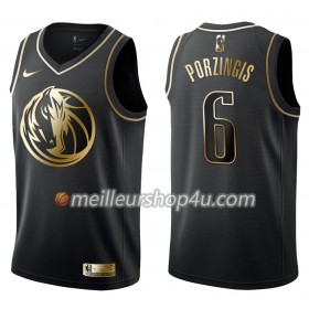 Maillot Basket Homme Dallas Mavericks Kristaps Porzingis 6 Nike Noir Gold Edition Swingman